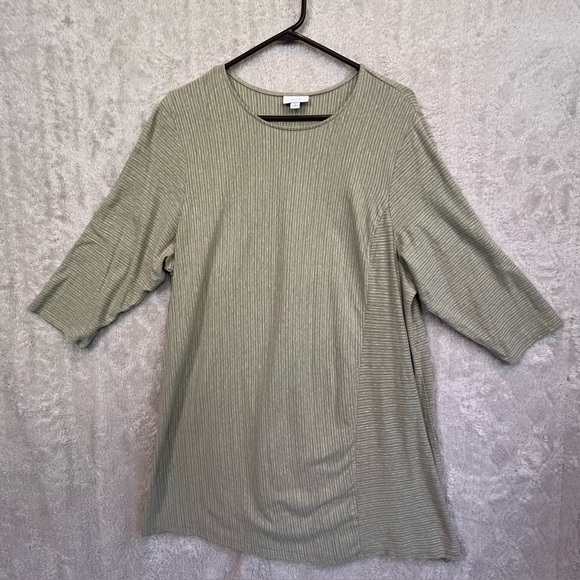 Pure Jill J. Jill Sage Green Tunic Top Sz 2X Hemp Organic Cotton Lagonlook - Picture 1 of 15